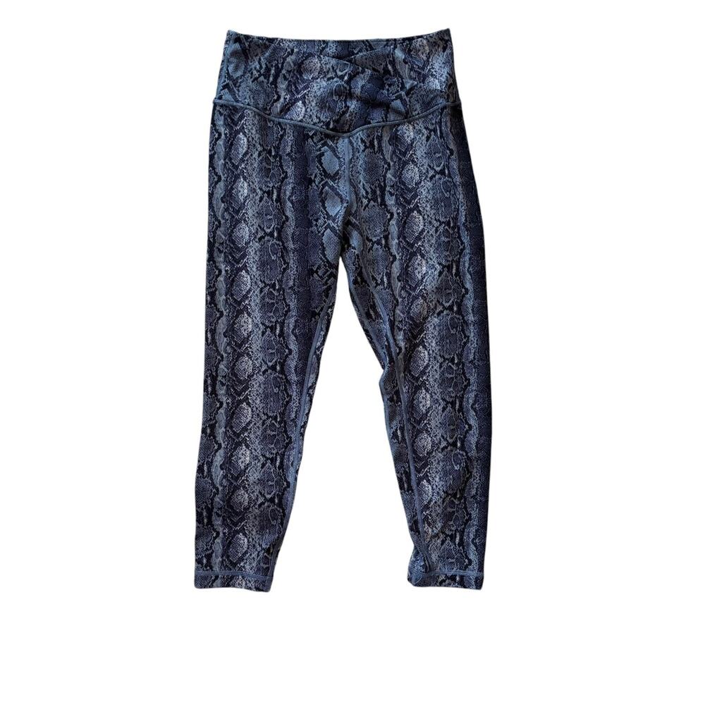 Victorias Secret Flow On Point Leggings Womens 12 Blue Snakeskin 7/8 Pocket